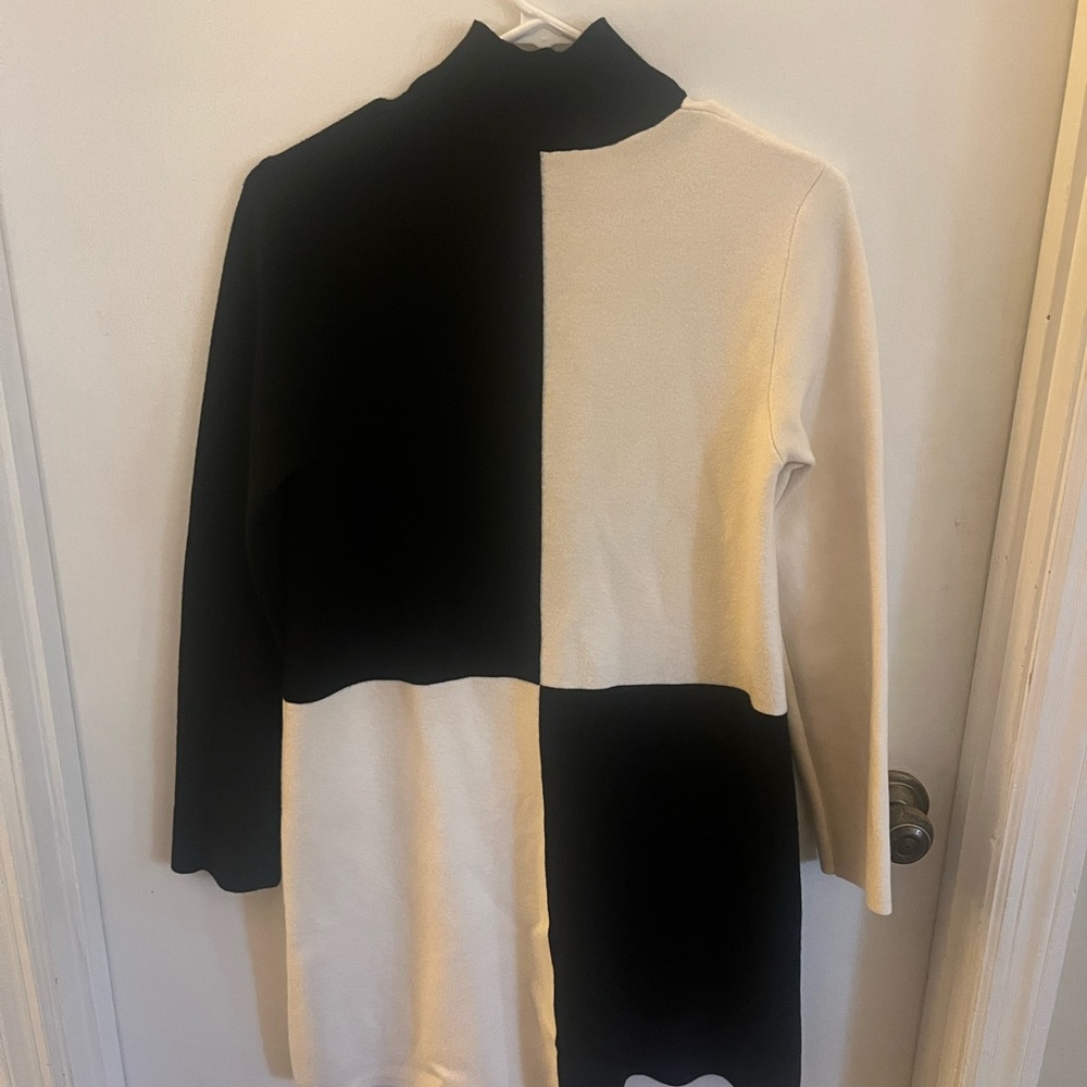 Black and Cream Colorblock Mini Dress